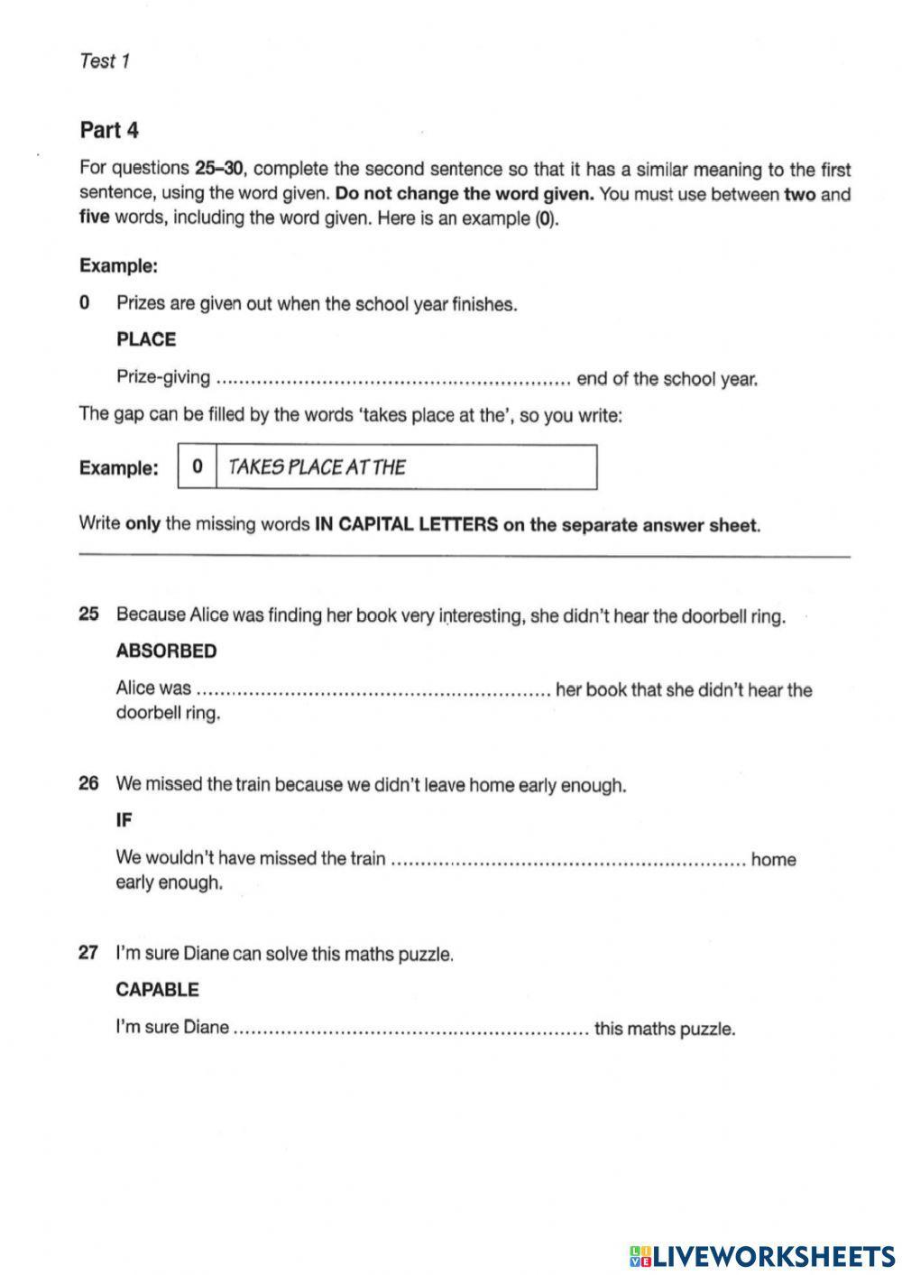 B2 FCE part 1,2,3,4 and 5