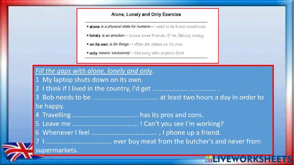 Only , alone, lonely ЕГЭ английский