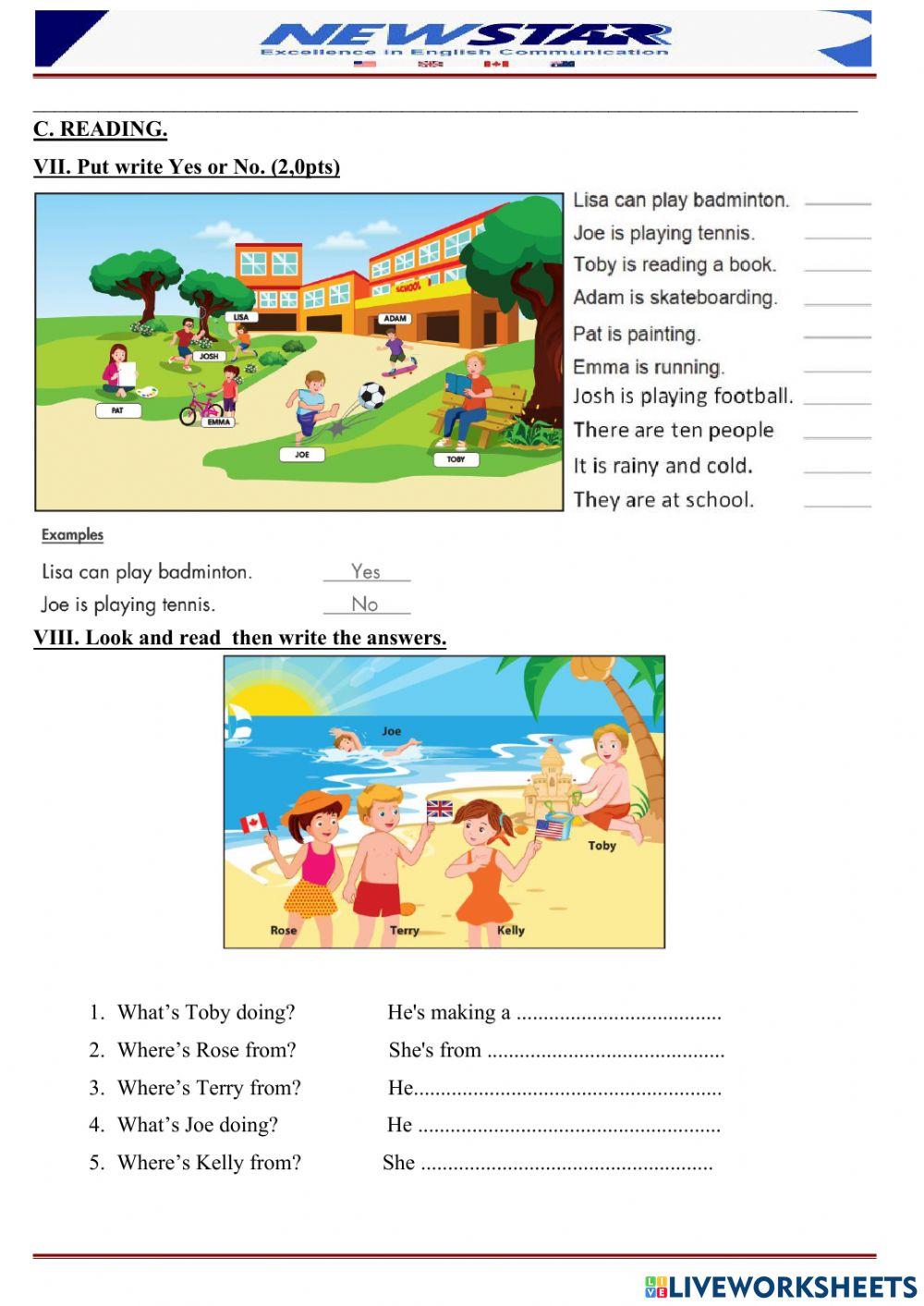 Semester assessment test – grade 4-Level 2