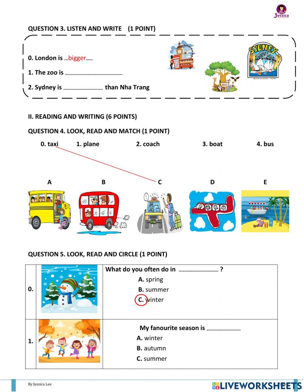 E5 thi học kì 2  Test 1