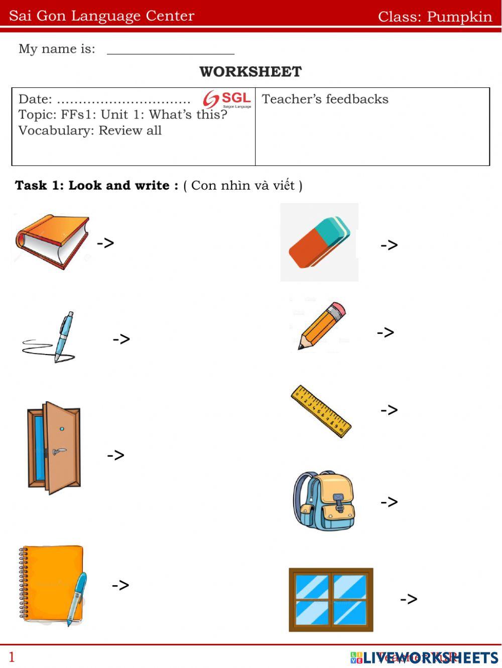 FFs1: Unit 1: What's this?