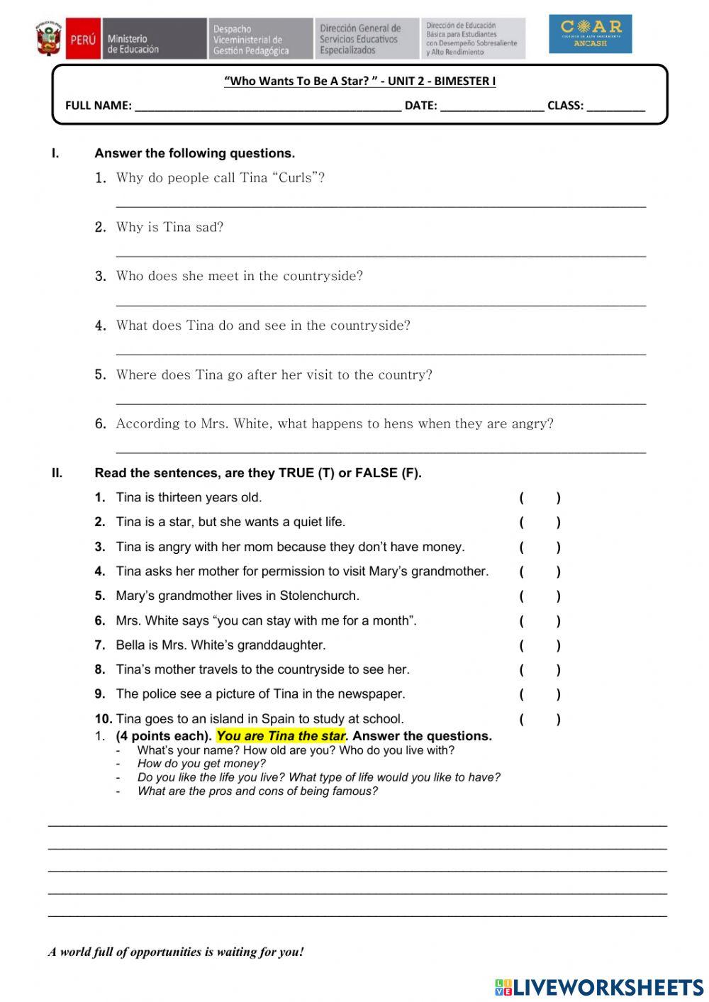 Who wants to be a star-quiz