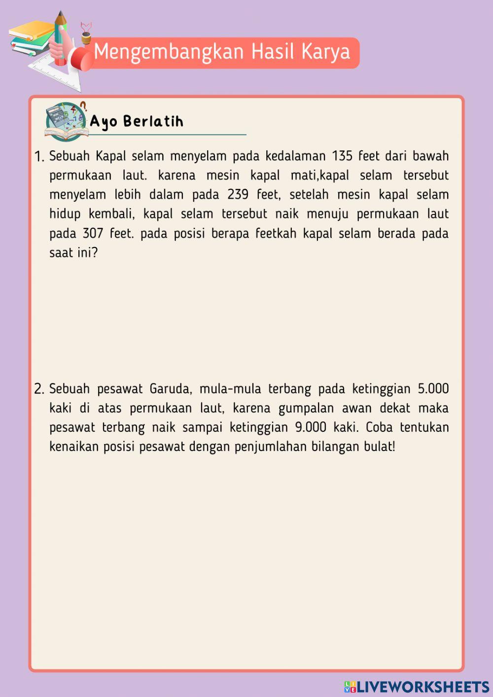 LKPD Operasi Penjumlahan Bilangan Bulat