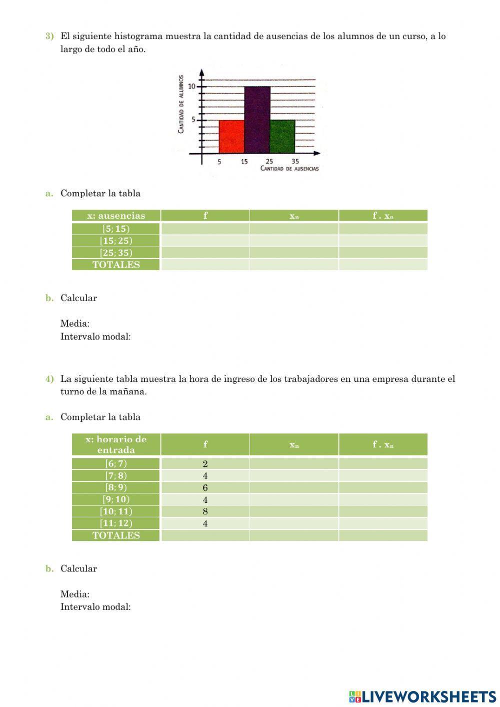 Media y moda en intervalos 2