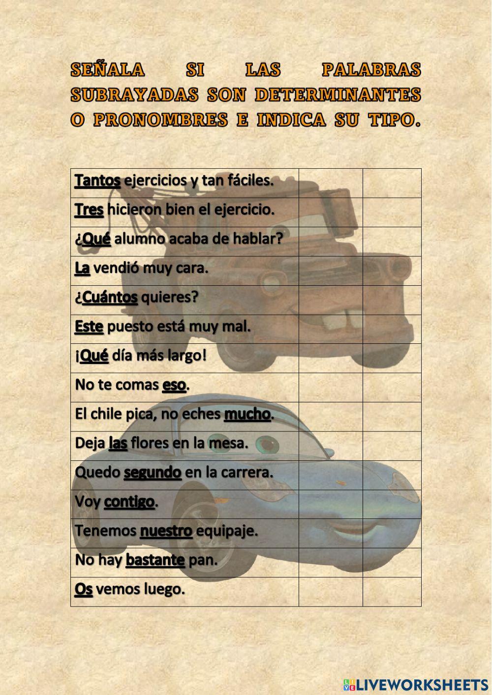 Determinantes y  pronombres