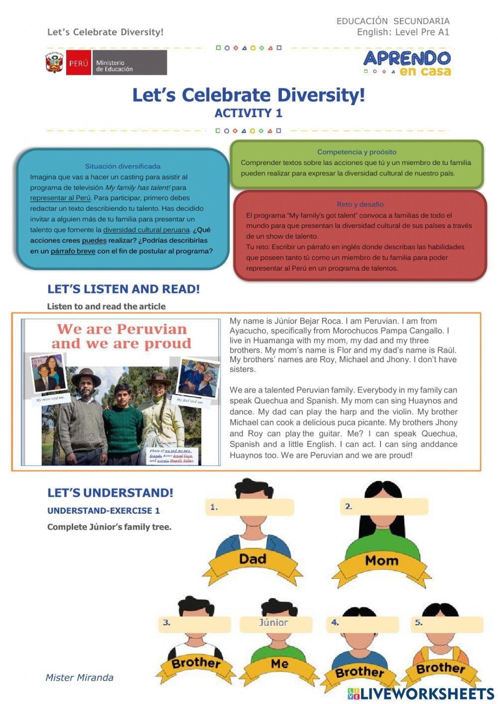 Eda 01: let's celebrate diversity act 1