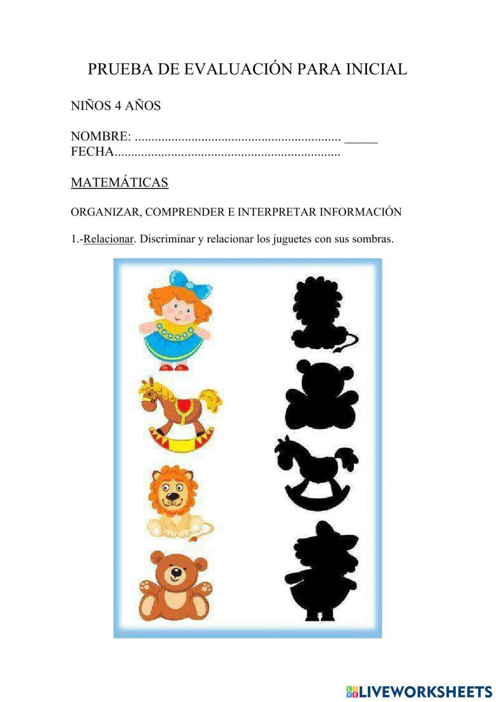 Prueba de evaluación para inicial