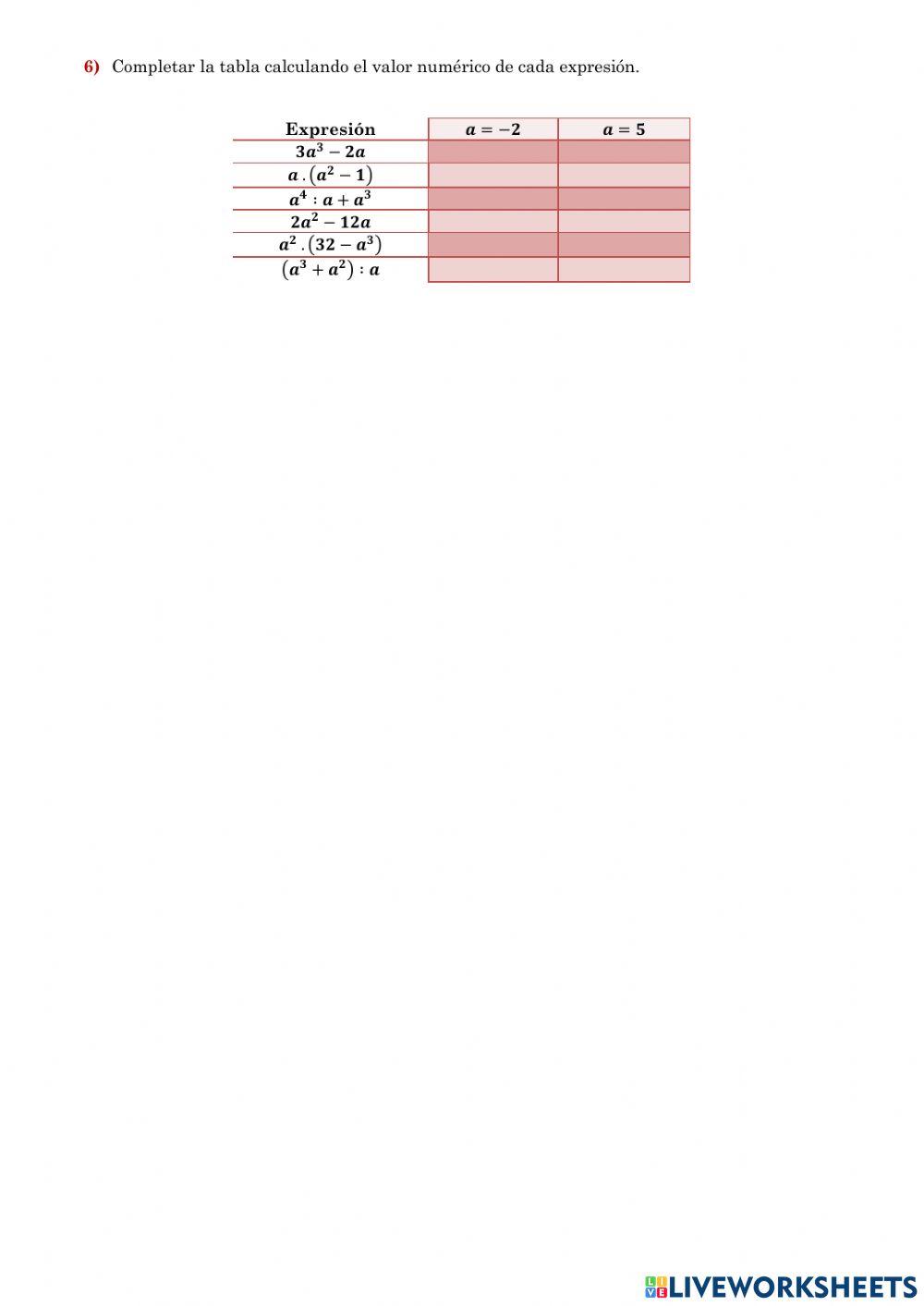 Expresiones algebraicas