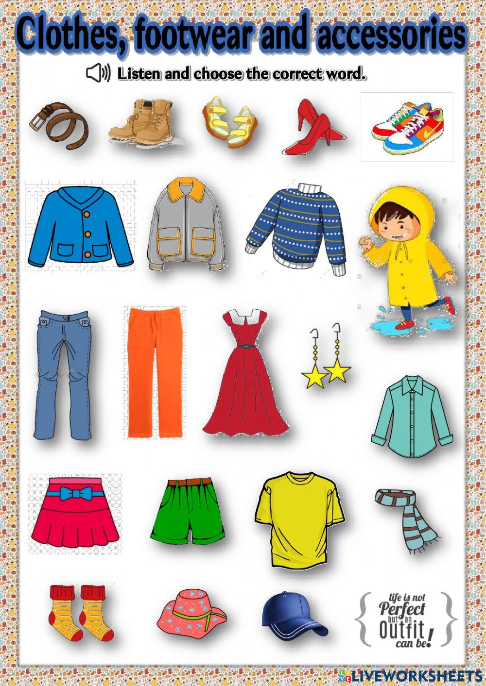 Clothes, footwear and accessories