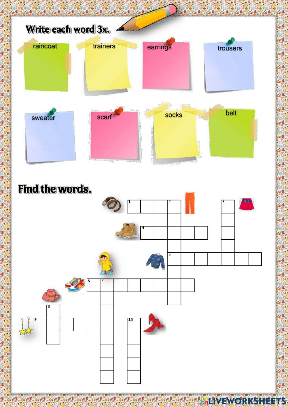 Clothes, footwear and accessories