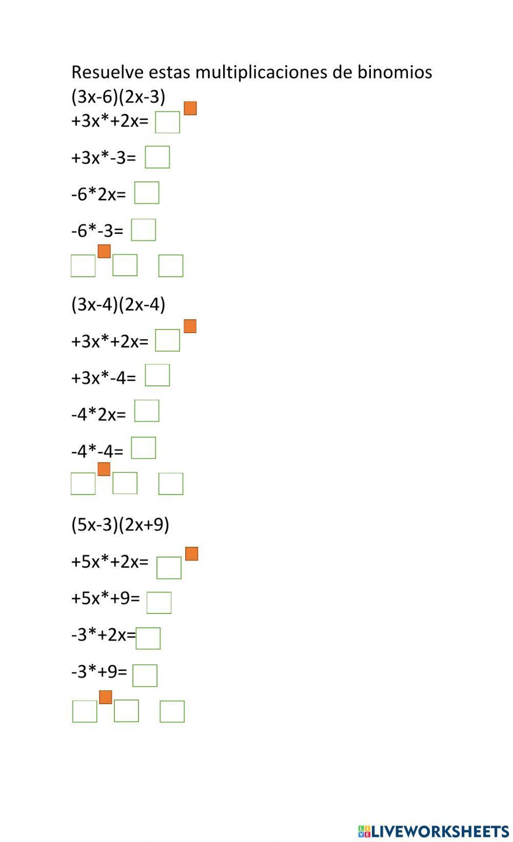 Multiplicación de binomios