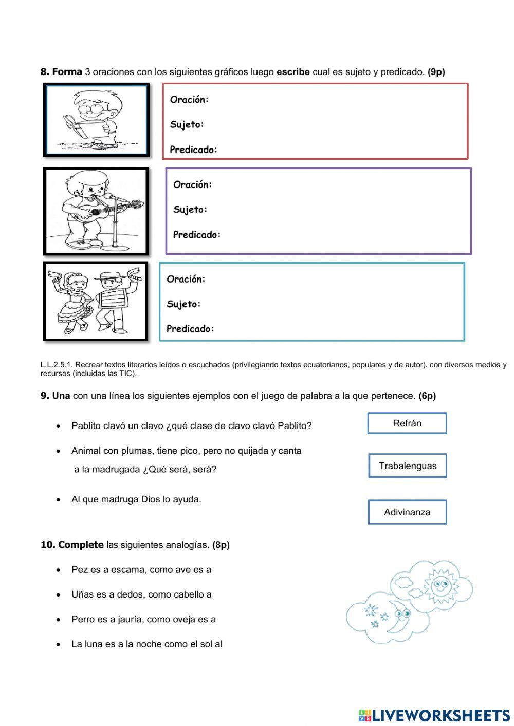 Evalución De Lengua y Literatura