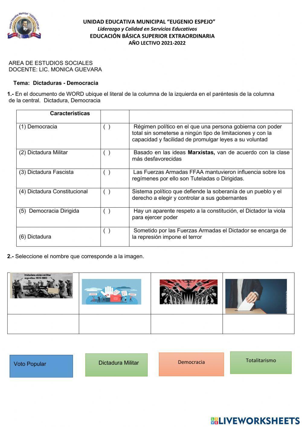 Dictaduras. democracia