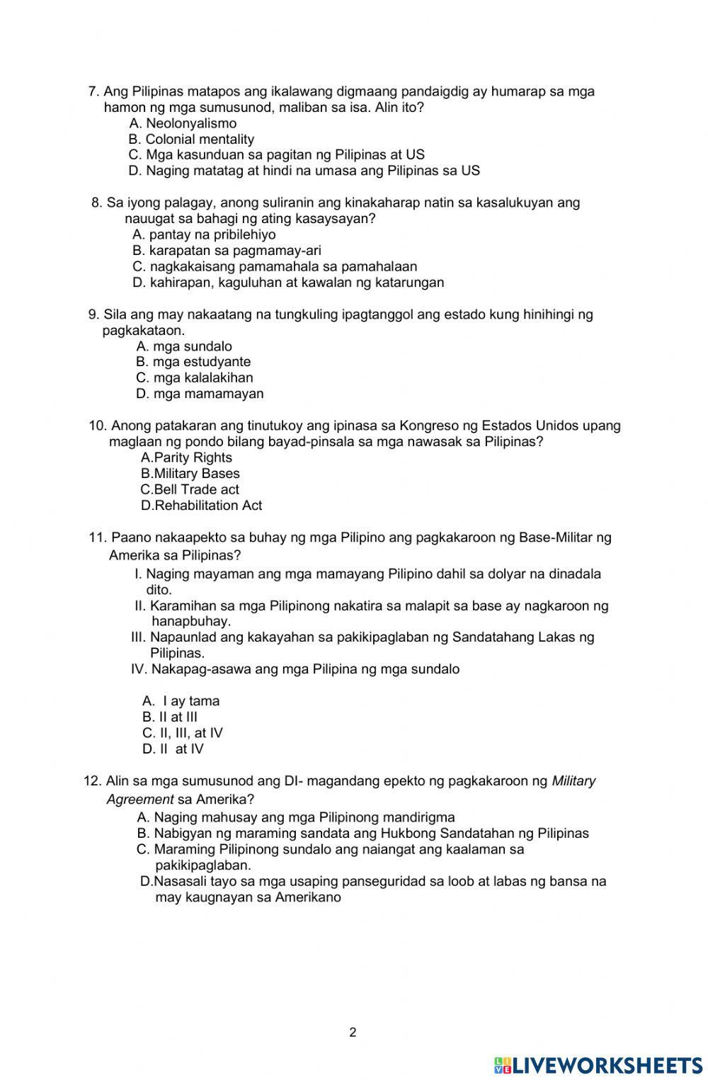 Araling Panlipunan - Ikatlong Markahan