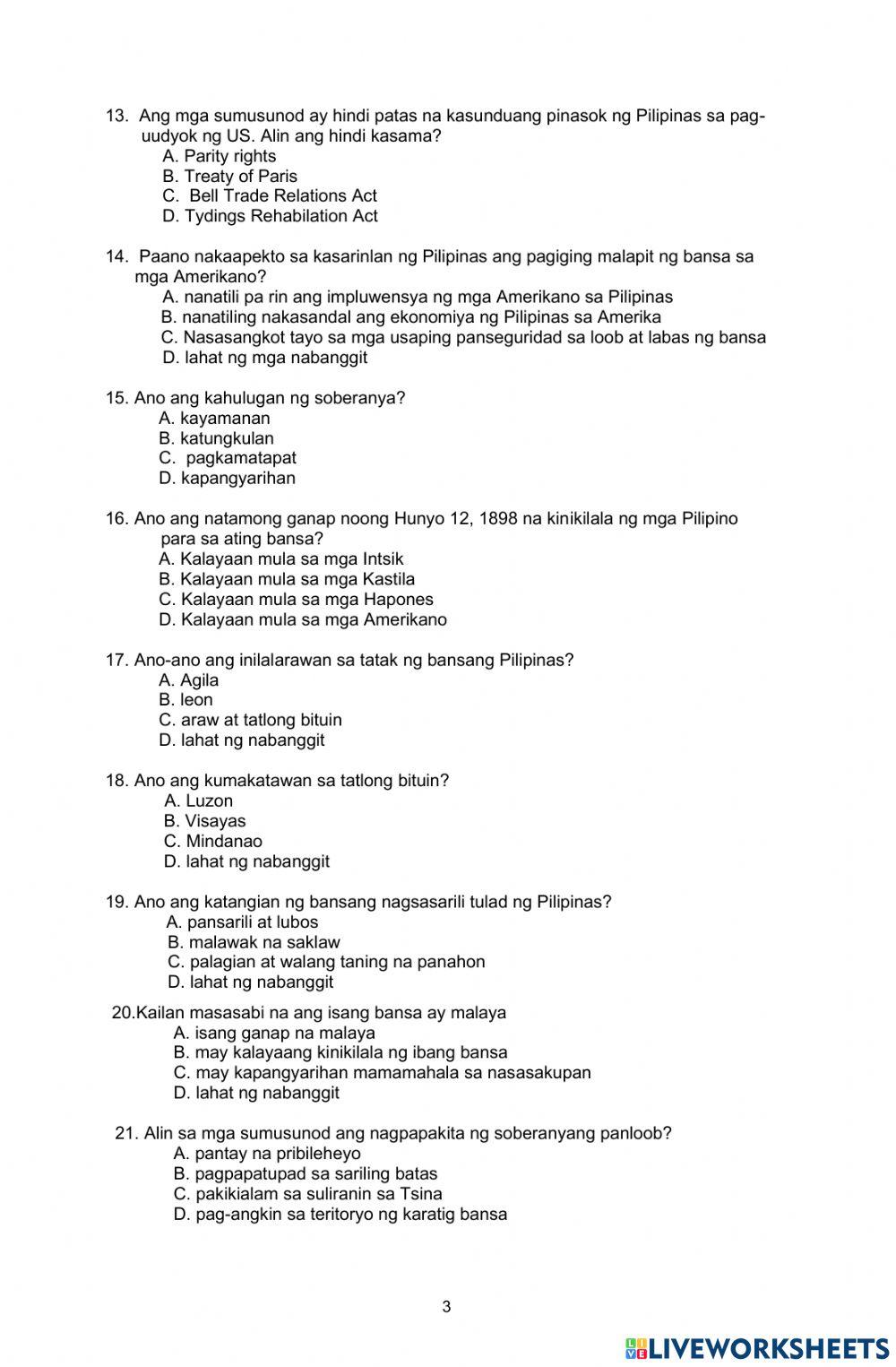 Araling Panlipunan - Ikatlong Markahan