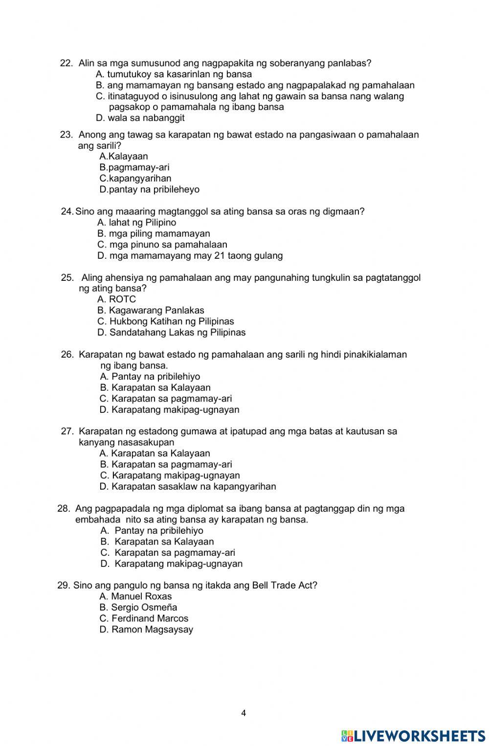 Araling Panlipunan - Ikatlong Markahan