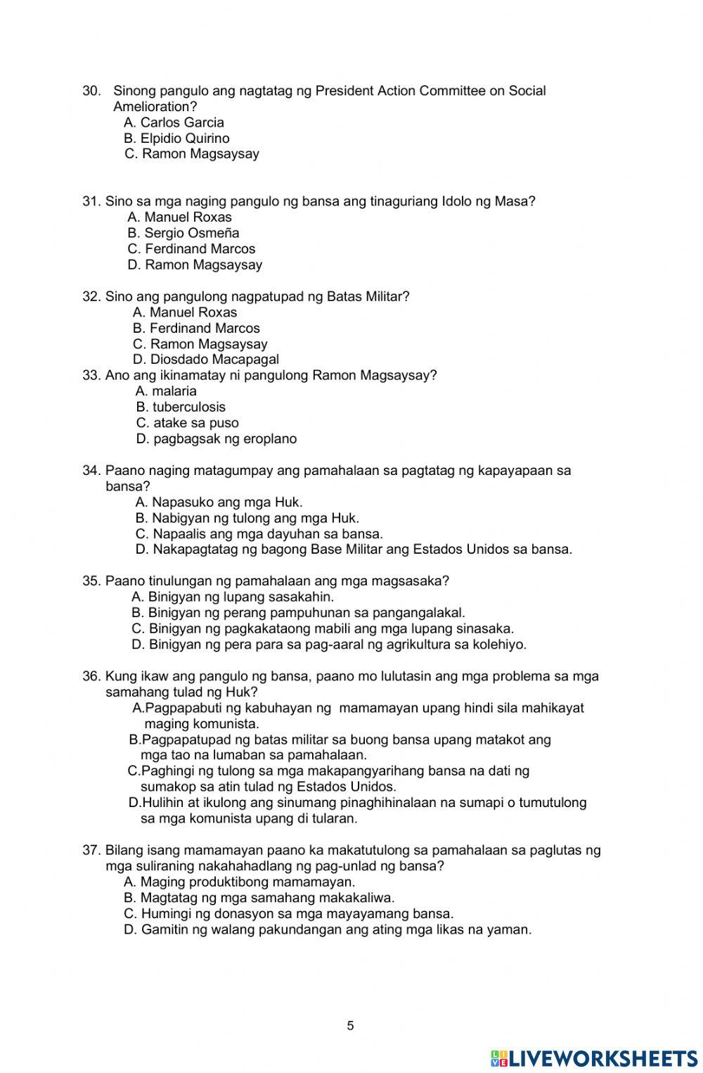 Araling Panlipunan - Ikatlong Markahan