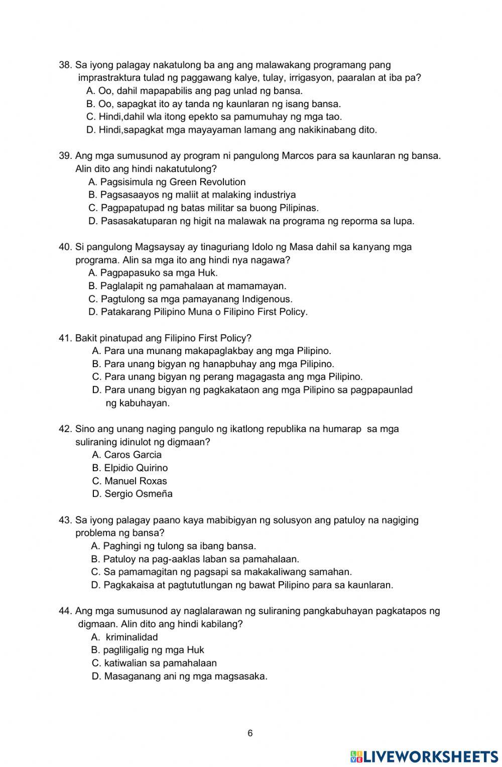 Araling Panlipunan - Ikatlong Markahan