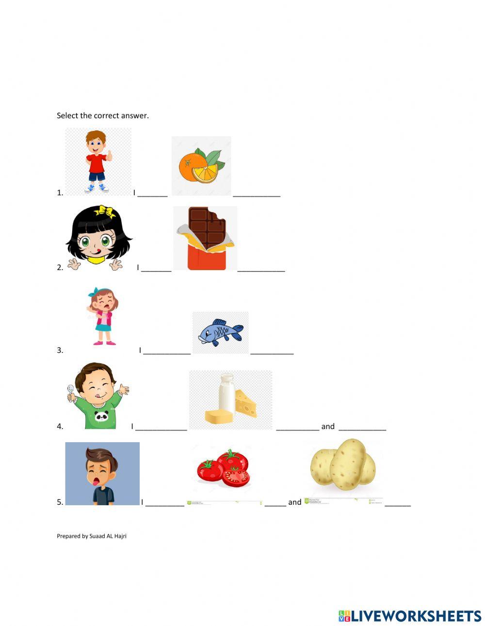 Like and don't like (food and drinks)