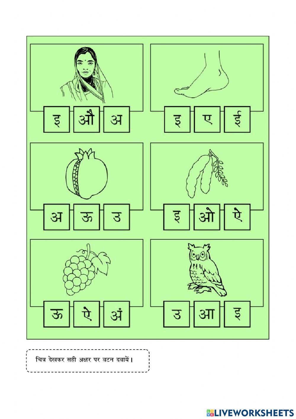 Hindi KG HHW liveworksheet