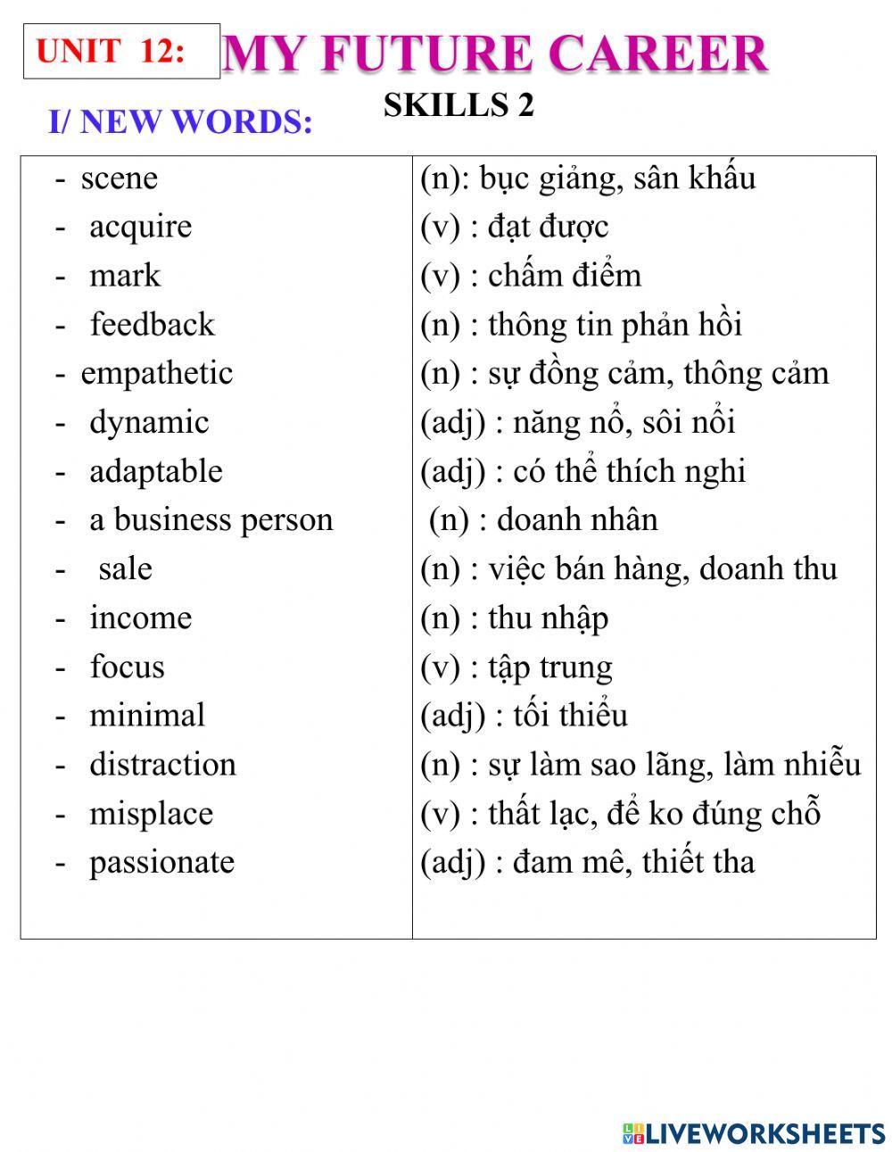 English 9- unit 12- skills 2