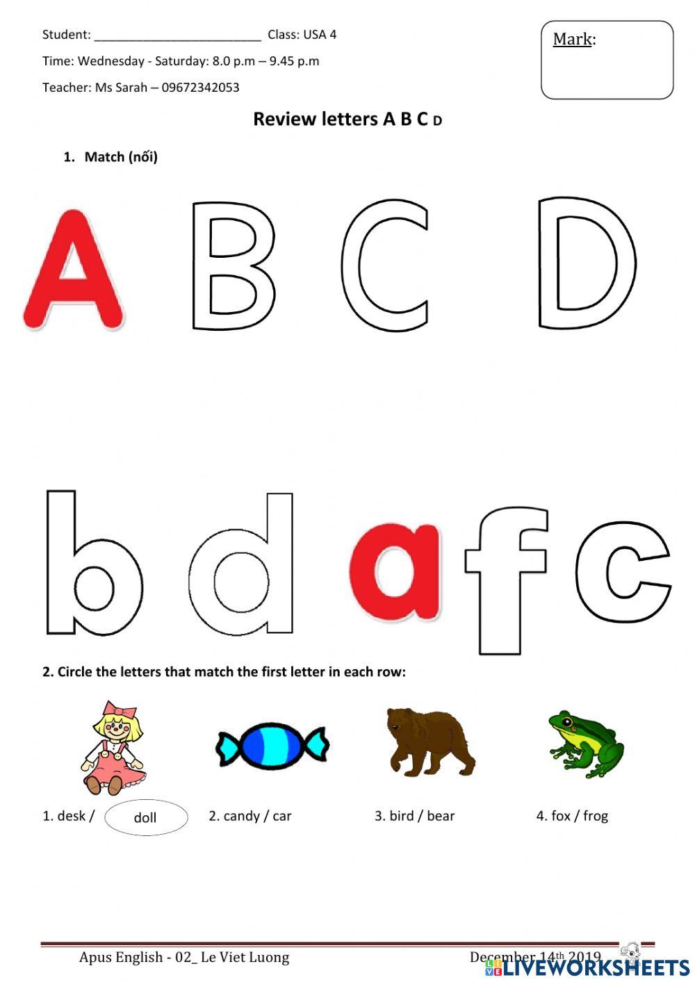 Letters abcd