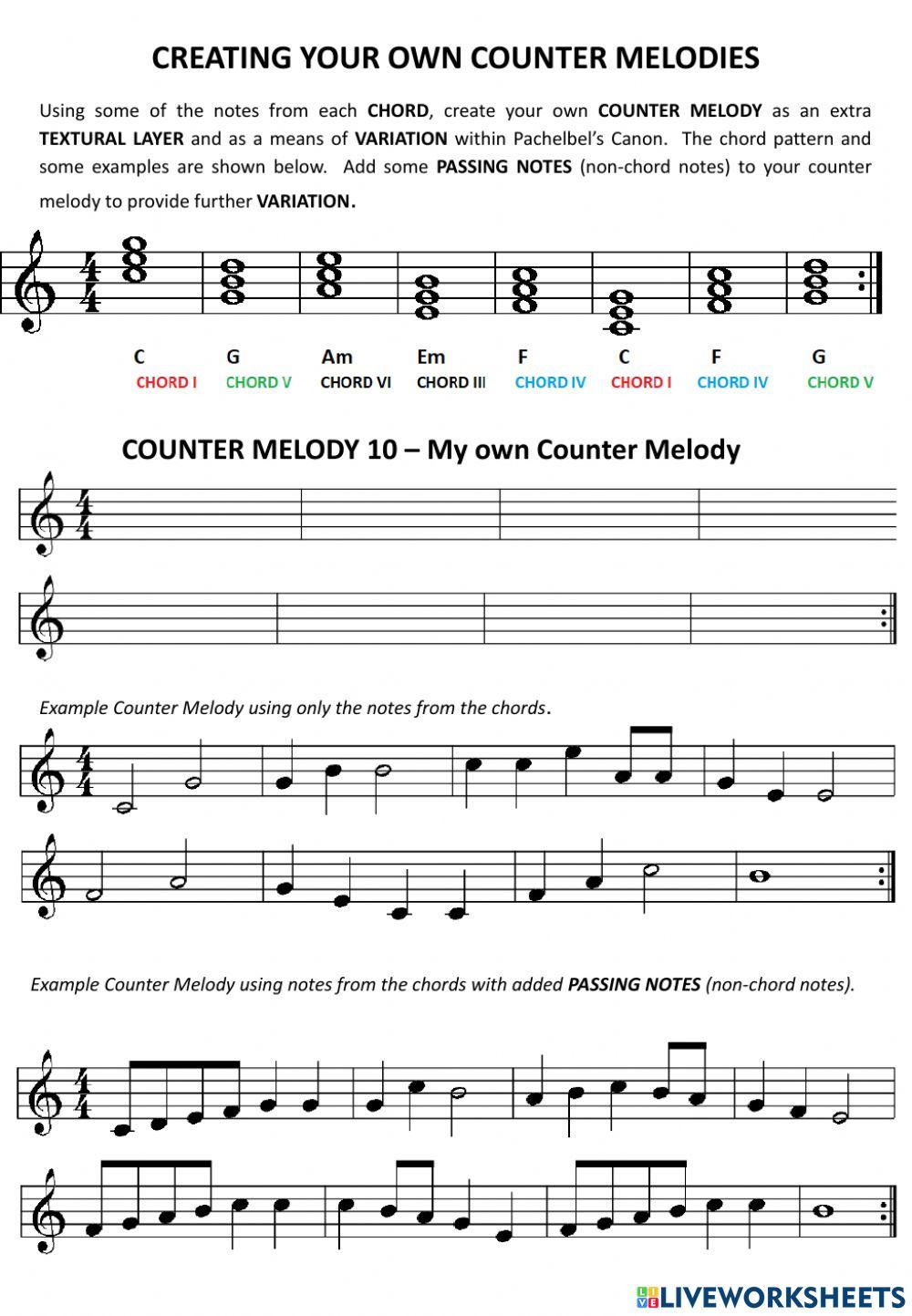 Ground Bass Pachelbel Canon countermelodies