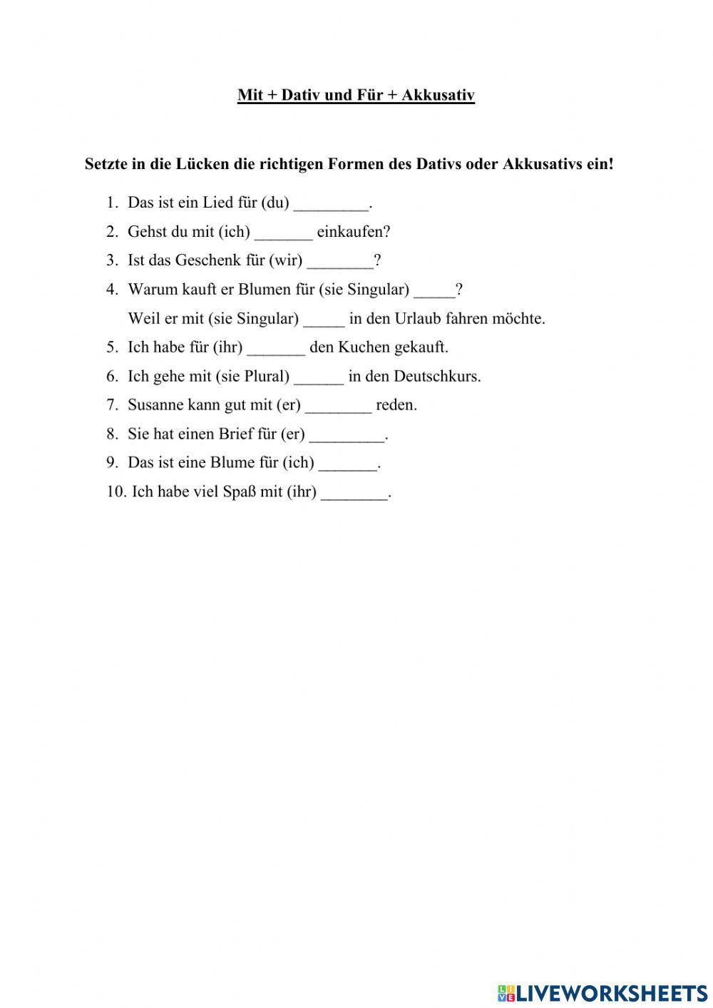 Personalpronomen Dativ Akkusativ