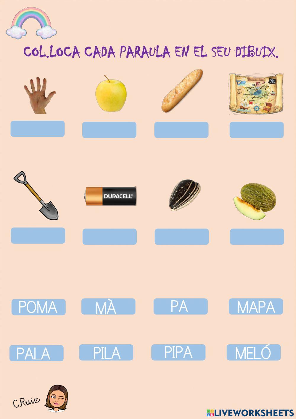 Paraules amb m,p i l