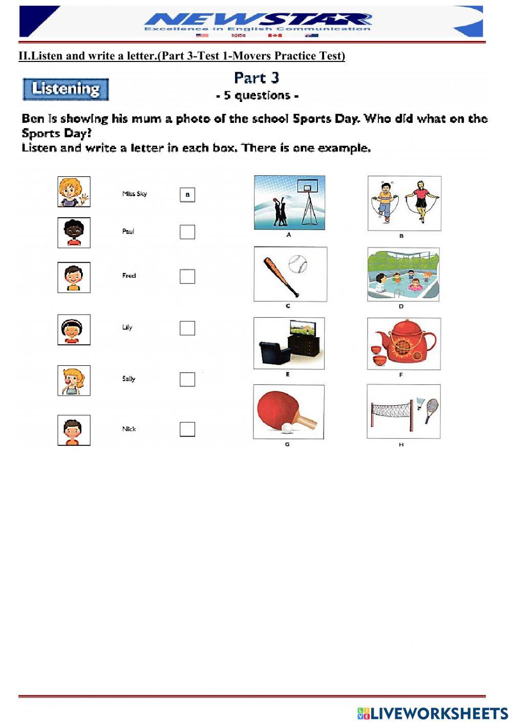 Semester assessment test - grade 4 -  level 1
