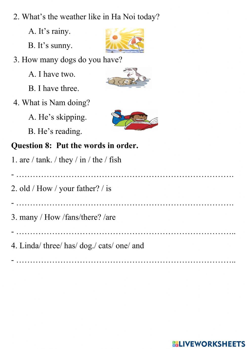Grade 3 - 2nd Term Practice Test 1