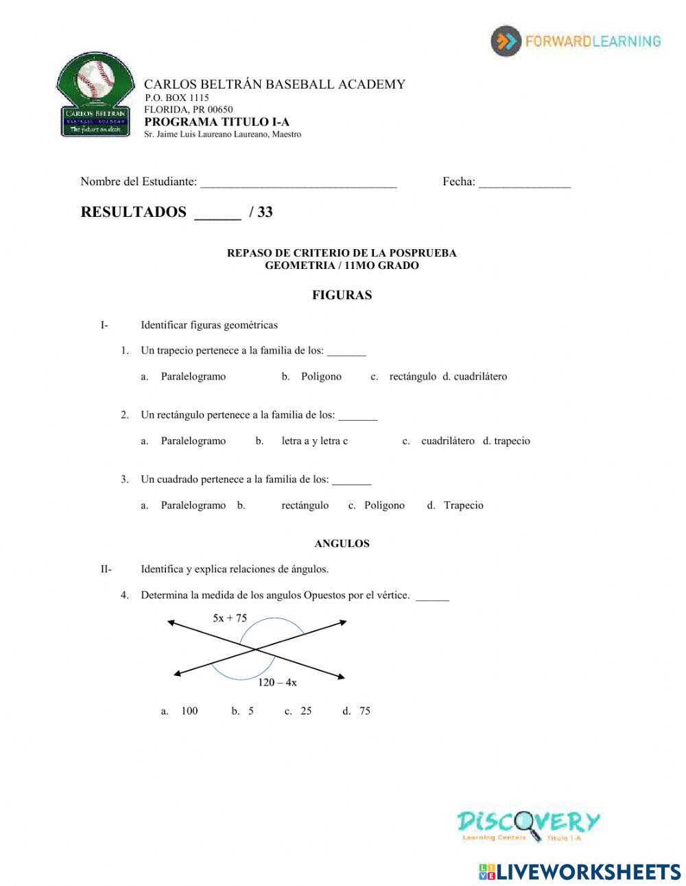 Repaso Criterios 11mo Grado - Geometria