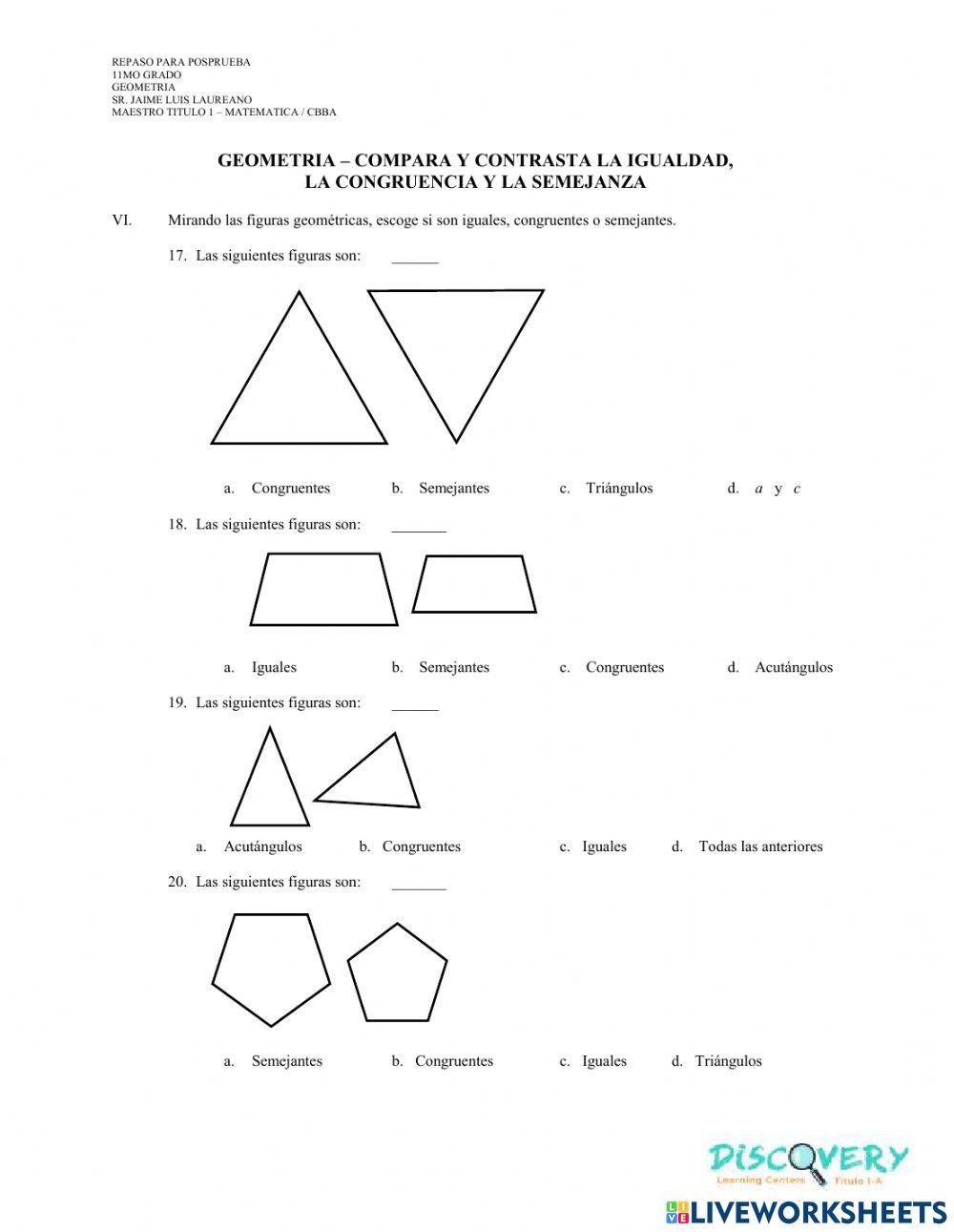 Repaso Criterios 11mo Grado - Geometria