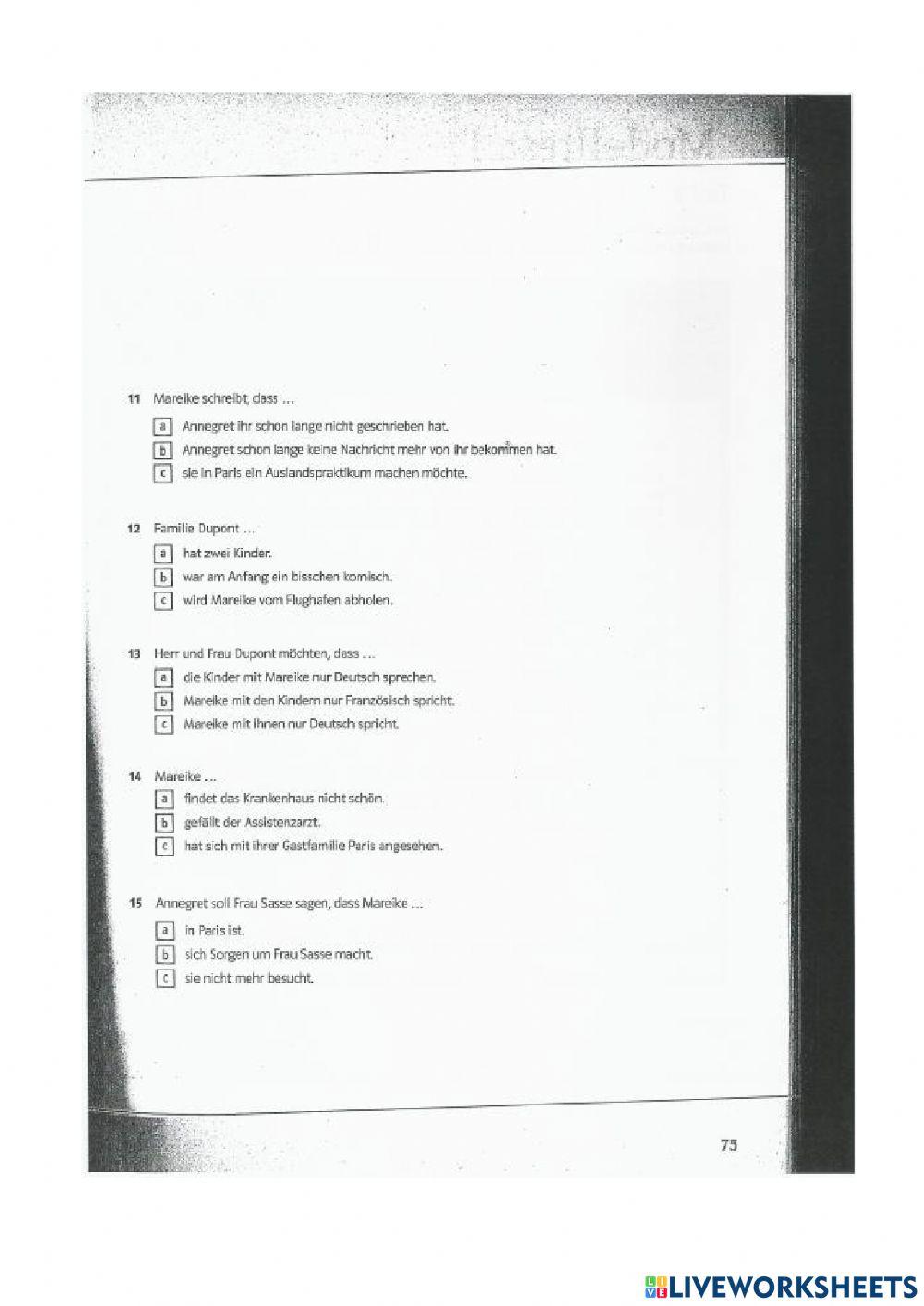 A2 Modelltest 1 Lesen (Mit Erfolg)