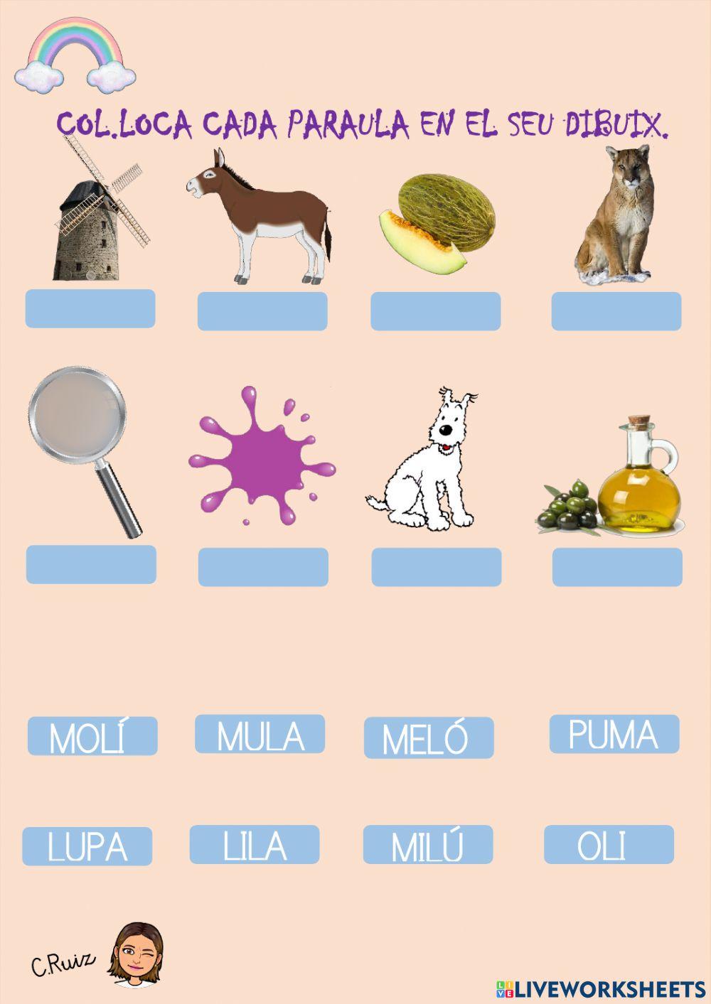 Paraules amb p,m i l