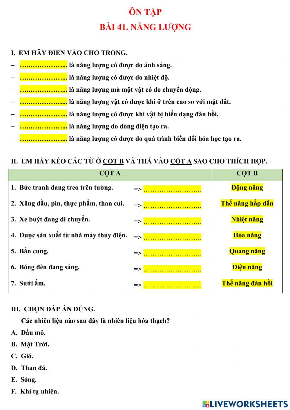 Bài 41 năng lượng