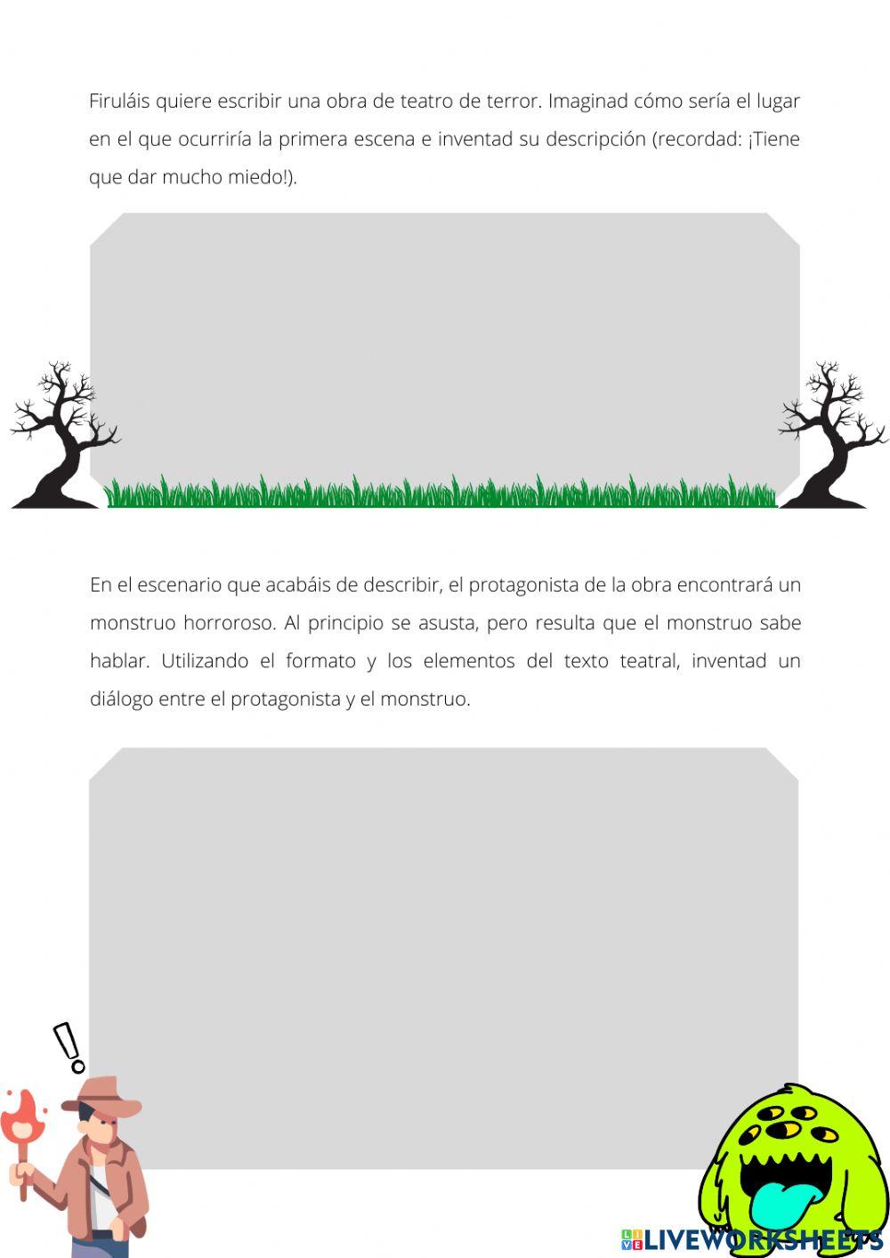 Ampliación descripción, teatro, pronombres y diptongo