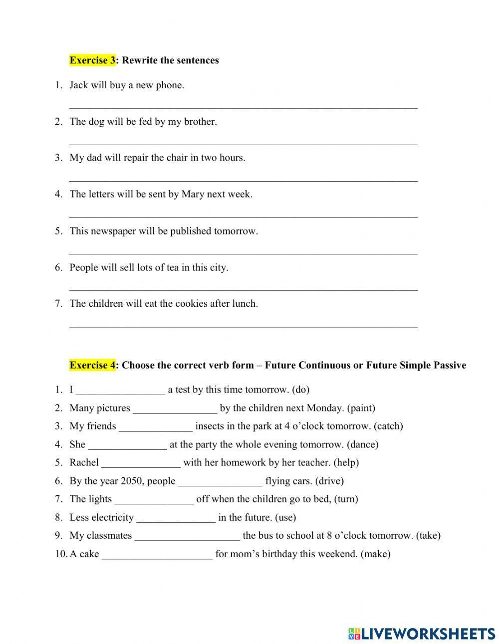 Future Continuous and Future Simple Passive