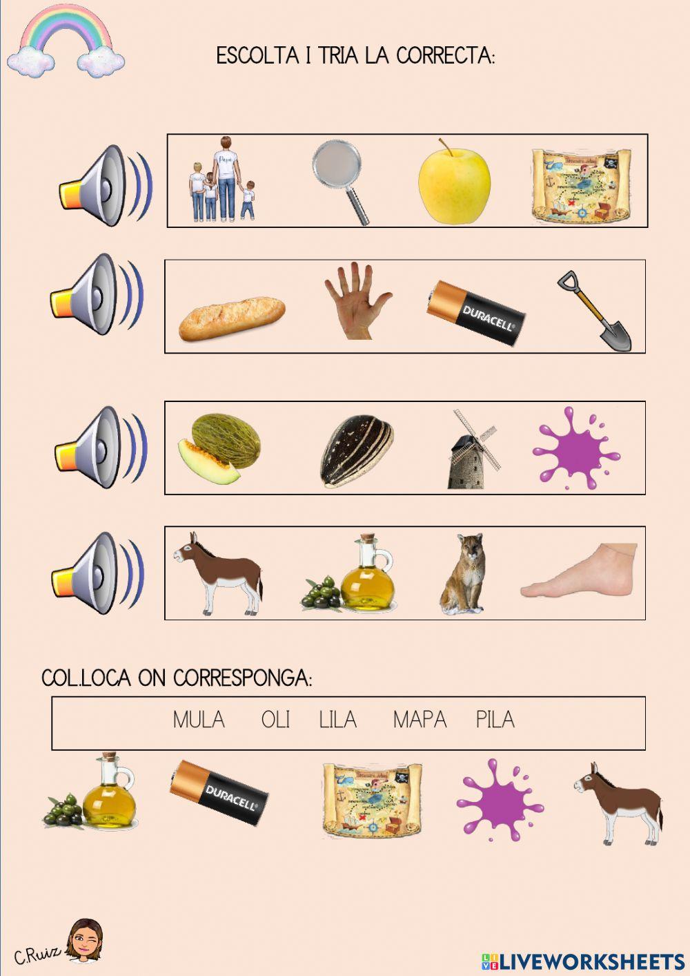 Paraules amb p,m i l