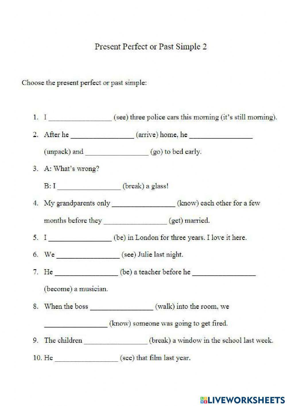 PAST SIMPLE AND PRESET SIMPLE CONSTRACT