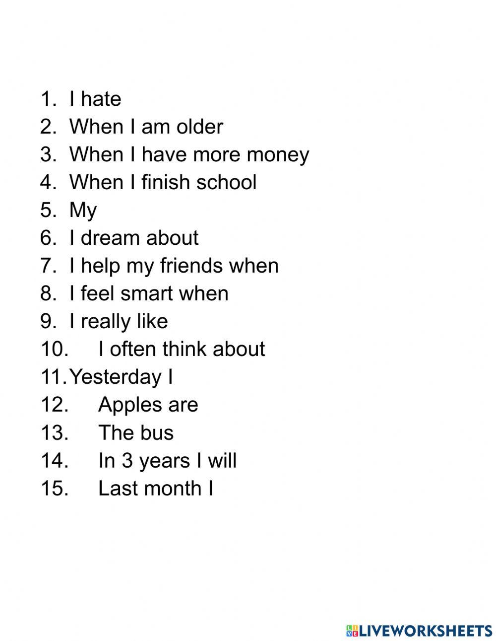 Complete the sentences -1