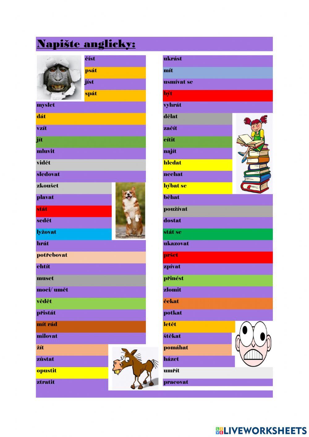 ANG -A2-základy - slovesa - psaní