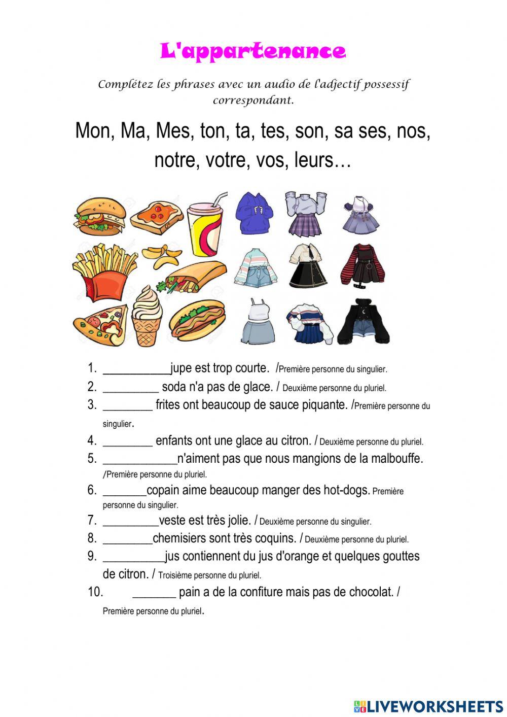 Adjectifs possessifs