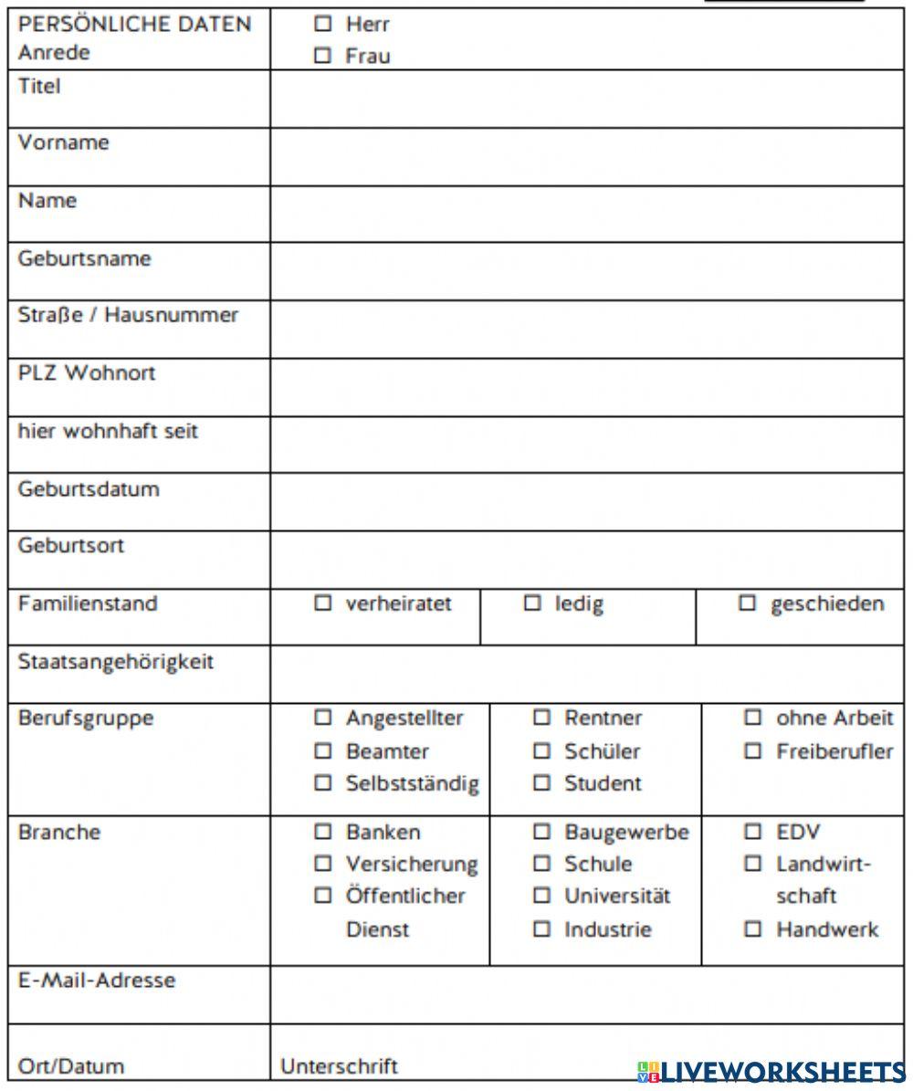 Formular ausfüllen (blank)