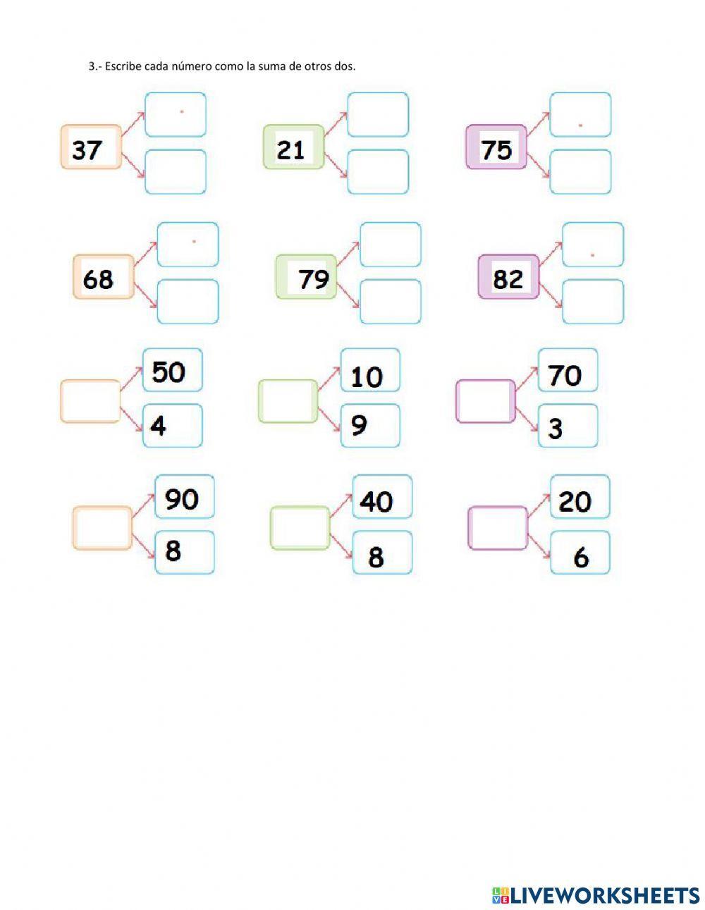 Componer y descomponer hasta el número 99 Componer y descomponer hasta el número 99