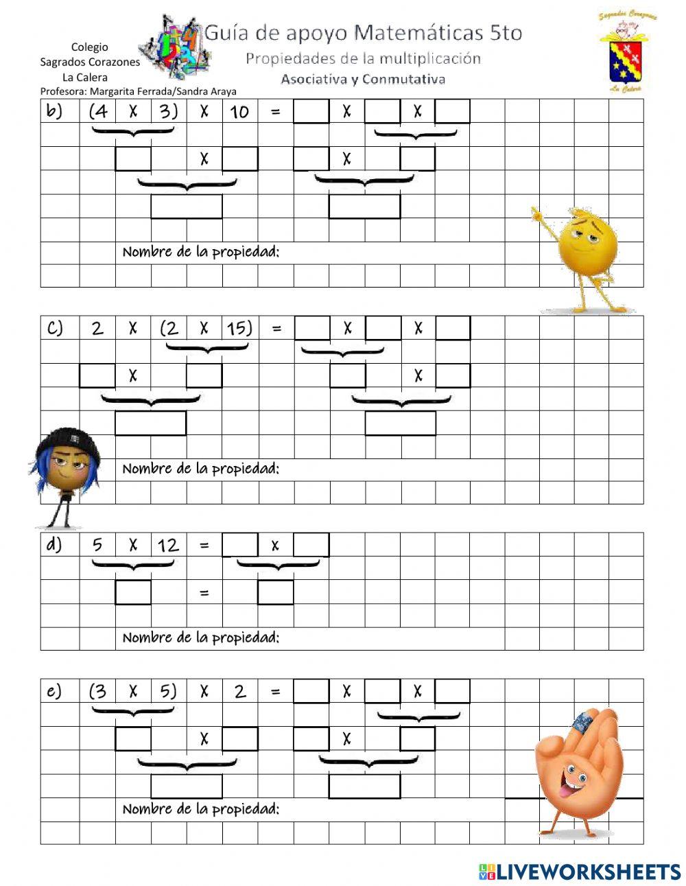 Propiedades de la multiplicación