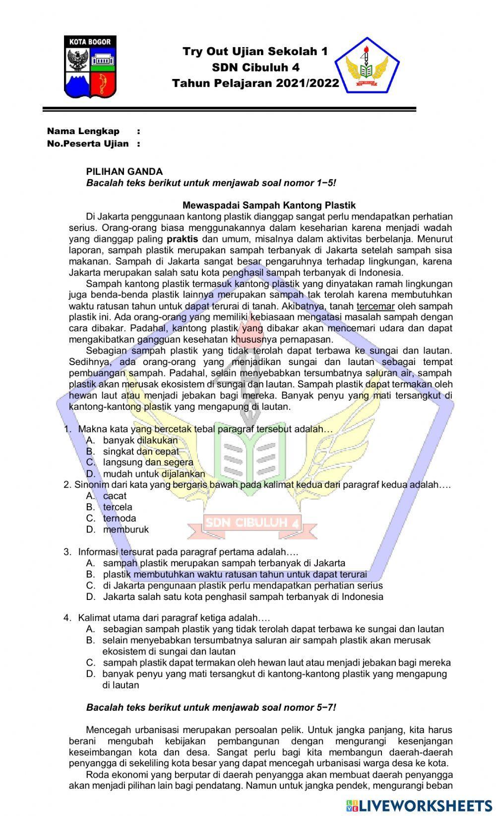 Try Out Ujian Sekolah Bahasa Indonesia Try Out Ujian Sekolah Bahasa Indonesia