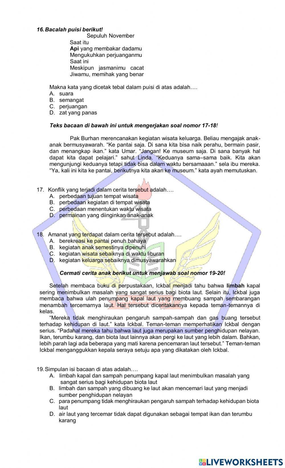 Try Out Ujian Sekolah Bahasa Indonesia Try Out Ujian Sekolah Bahasa Indonesia