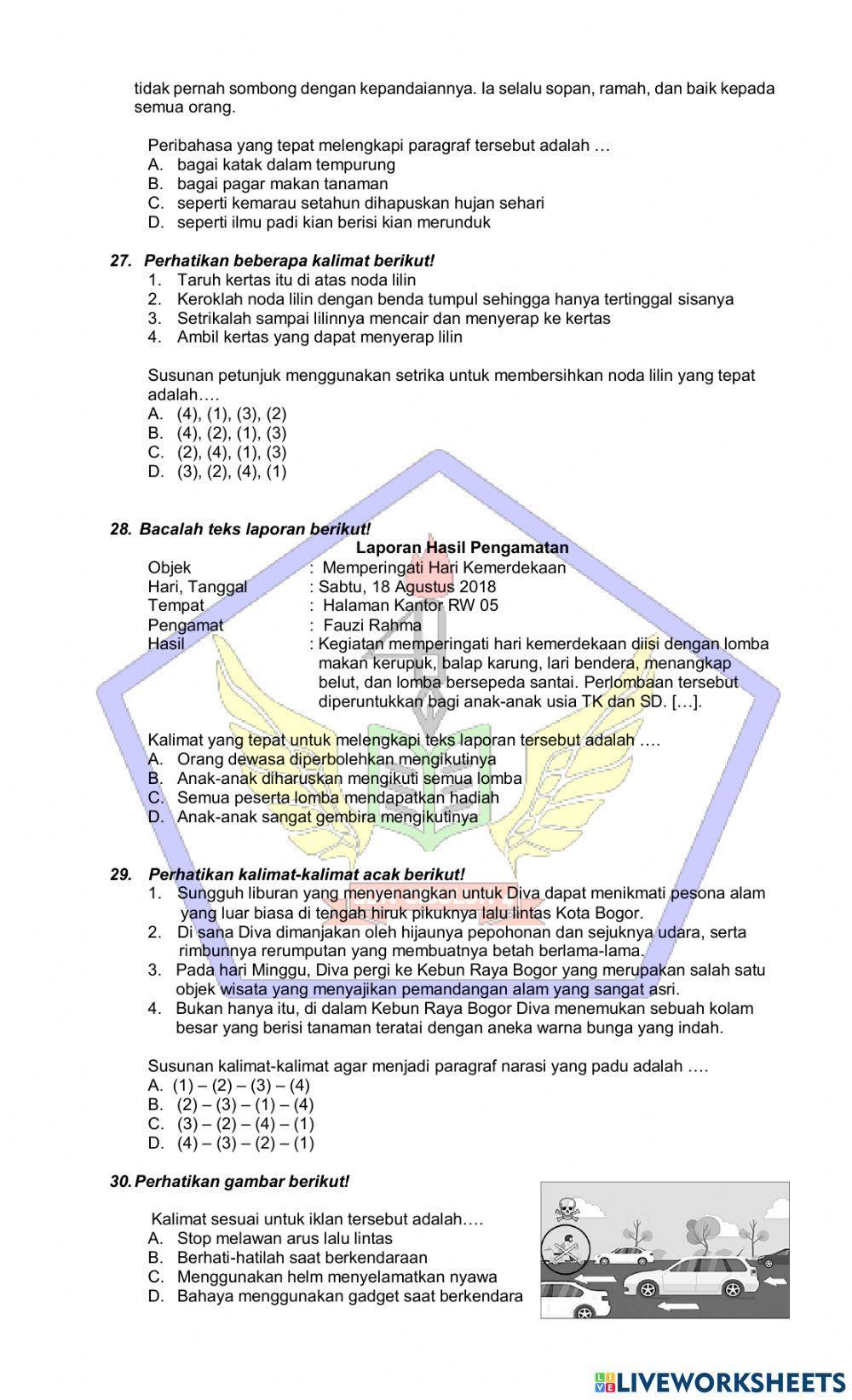 Try Out Ujian Sekolah Bahasa Indonesia Try Out Ujian Sekolah Bahasa Indonesia