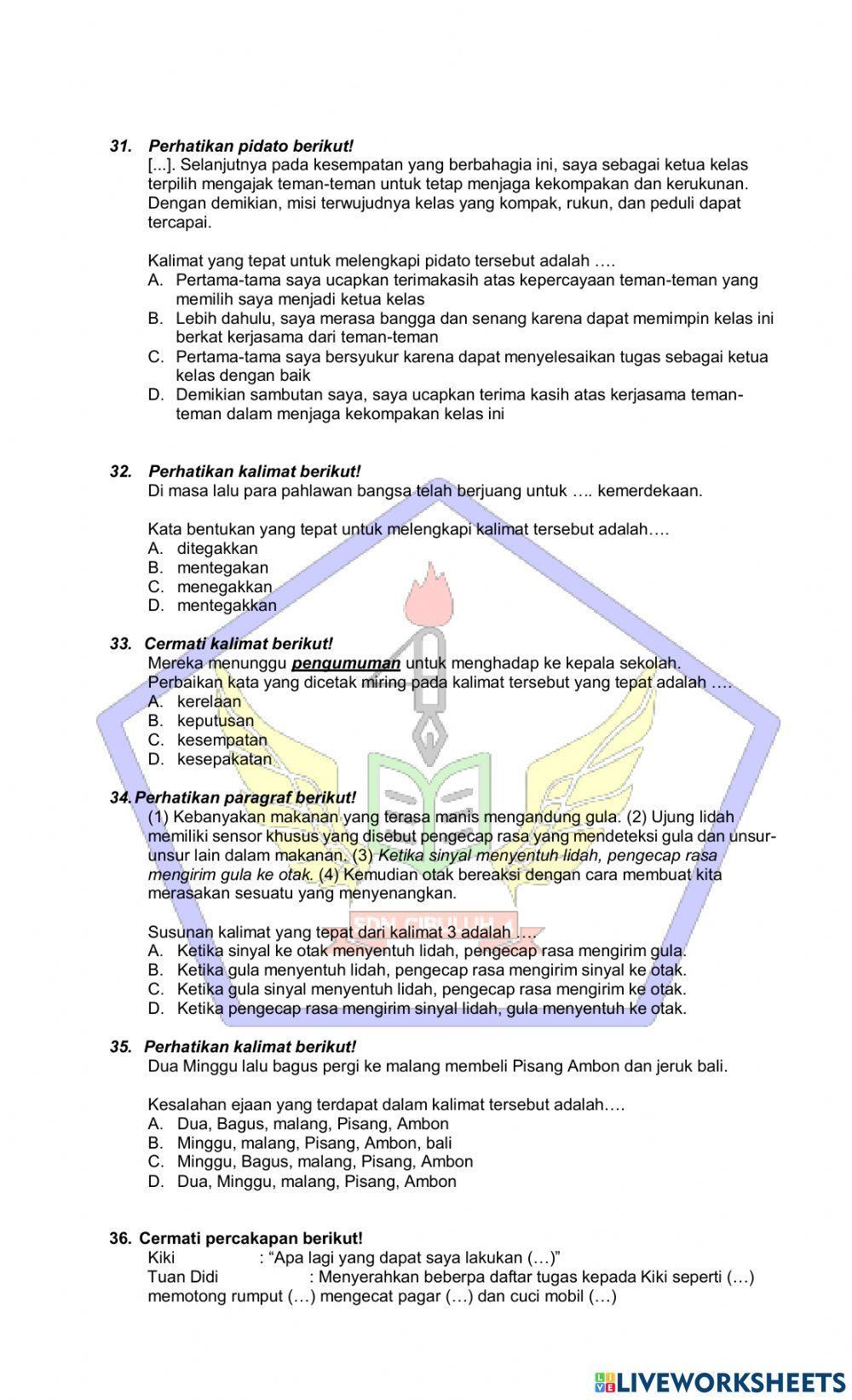 Try Out Ujian Sekolah Bahasa Indonesia Try Out Ujian Sekolah Bahasa Indonesia